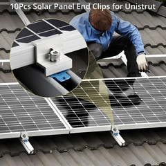 10Pcs Solar Panel End Clamps for Standard Unistrut, 30Mm/35Mm, Silver |