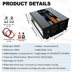 20000W Peak Solar System Kit Panel 12V/24V To 110V/220V Inverter