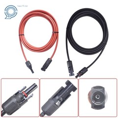 1 Pair 10ft Black and Red Solar Panel Extension Cable Wire Connector 12AWG