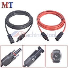15 FT Black+Red 1 Pair 12AWG Solar Panel Extension Cable Wire Connector