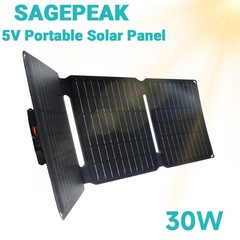 30W 5V Foldable Portable Solar Panel USB Type-C Charger for RV Car Boat Camping