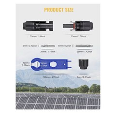 100PCS Solar Panel Connectors IP67 Waterproof Male/Female 50 Pairs + 2 Spanners
