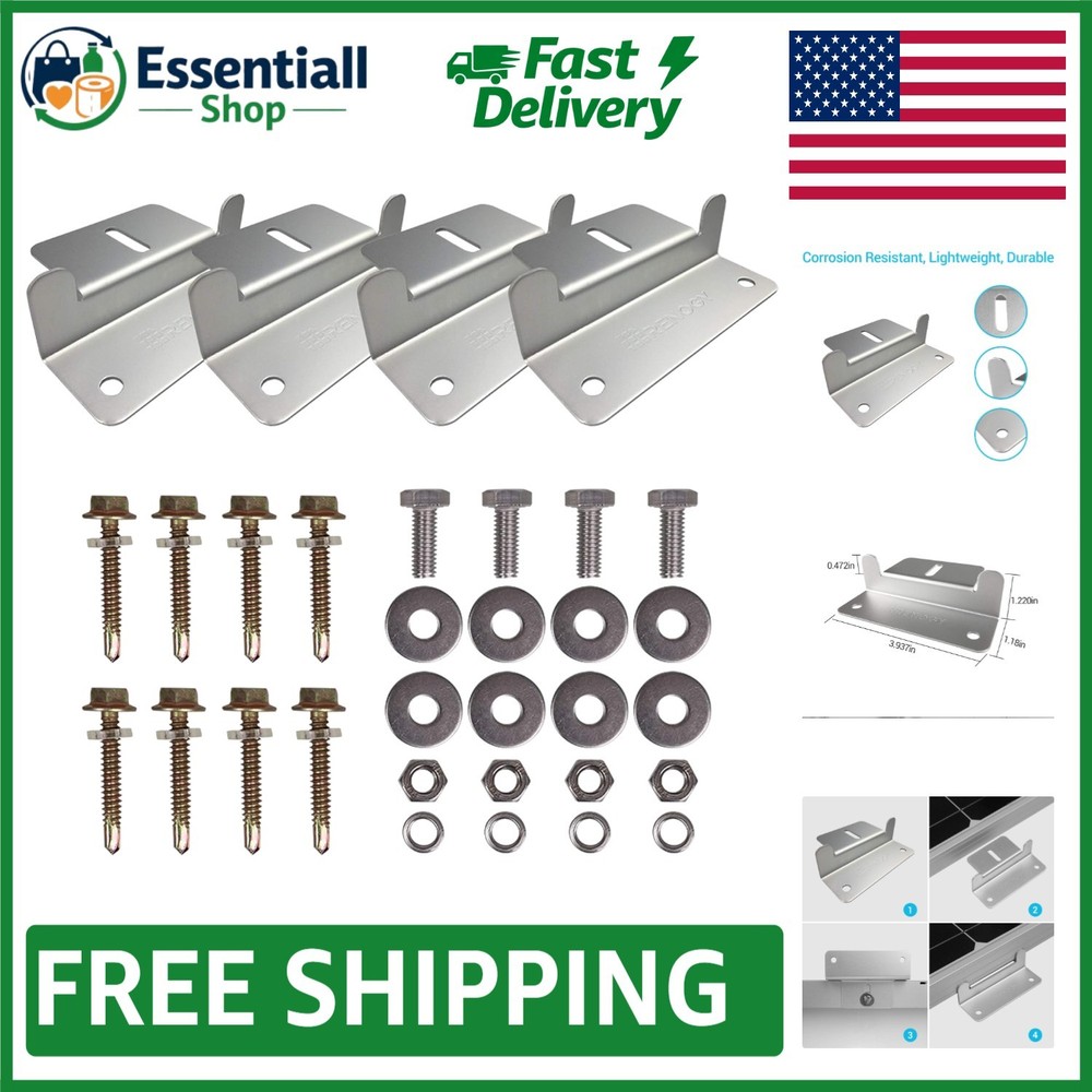 4-Pack Lightweight Z Brackets for Easy Solar Panel Mounting on Various Surfaces