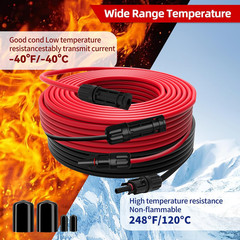 Solar Extension Cable 10AWG 6Mm² 100FT PV Wire 10Gauge Adaptor Panels Cables wit