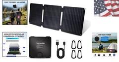 30W Portable Solar Panel,Foldable Solar Panels Charger for Camping Hiking Out…