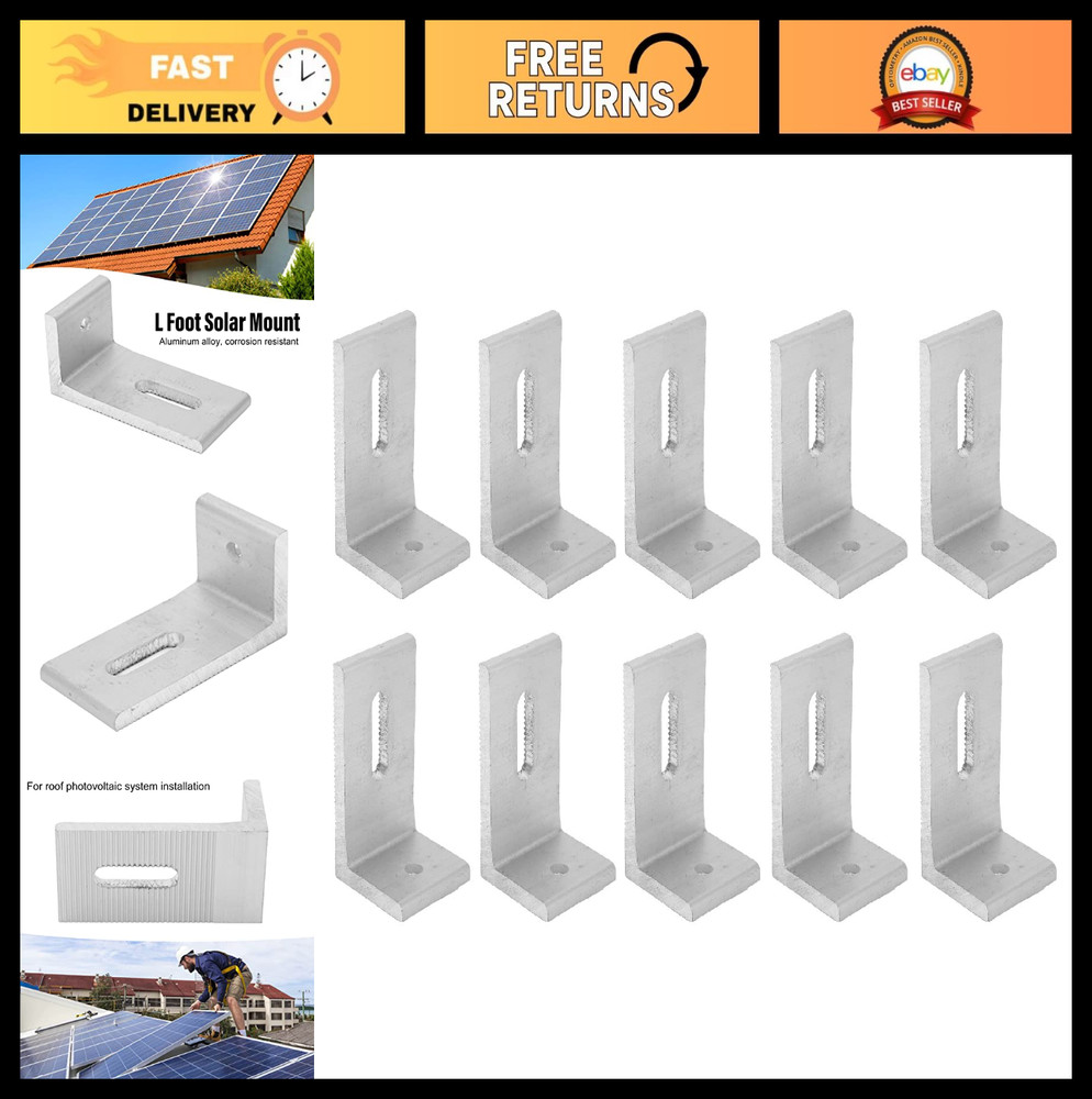 10 Pcs Solar Panel Mounting Brackets Kit – L Foot Aluminum Roof Mounts for PV Sy