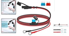 2FT SAE Extension Cable, 16AWG Battery Connector for Motorcycles & Cars