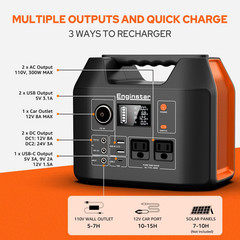 Portable Power Station 300W 296Wh Battery Bank with 110V Pure Sine Wave AC Outle