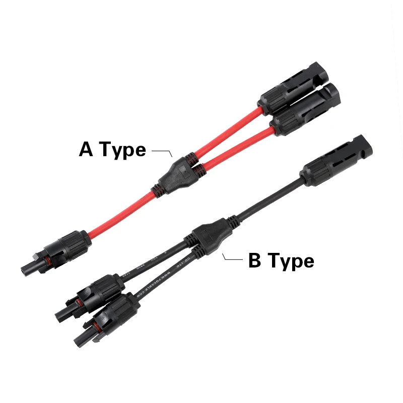 Parallel Connector 2-to-1 PV 1000V 30A Branch Adapter Cable For Combiner Box