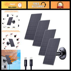 2W USB Solar Panel Charger for Security Cameras, 360° Adjustable Mount, 4 Pack