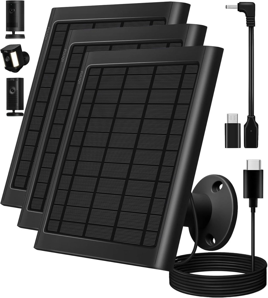 8W Solar Panel for Ring Camera, 3-Pack Solar Panel Charger Compatible with …..