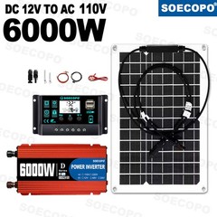SOECOPO 6000W Solar System Complete Kit,12V DC to 110V/220V AC Inverter Flexible
