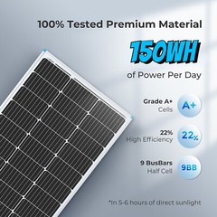 150W Complete Solar Panel System 12V Monocrystalline Home RV Roof w/ Controller
