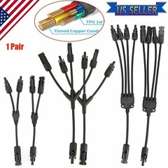 Solar Connectors Y Branch Parallel 1 to 4 Adapter Kit 1000V 2/3/4 Waterproof US