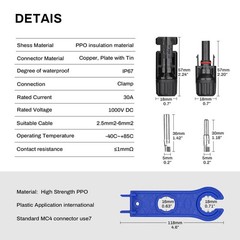 100 Pairs Solar Waterproof IP67 Solar Panel Connector Male/Female NEW 1000 Volts