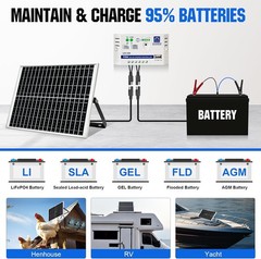Cargador solar 25W 12V kit panel impermeable controlador 10A