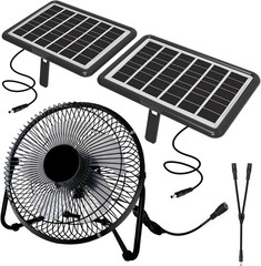 Solar Powered Fan, 8 Inch Install-Free with 25W Dual Solar Panels, Cloudy Days W