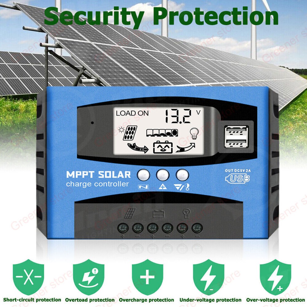 MPPT 30A 50A 60A 80A 100A Solar Panel Regulator Charge Controller Auto 12V/24V