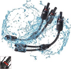 2X Solar Panel Y Branch Cable Connection Waterproof Adapter Connector Extension