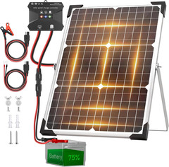 30W 12V Solar Panel Battery Charger Trickle Maintainer Kit | Smart Charge Contro