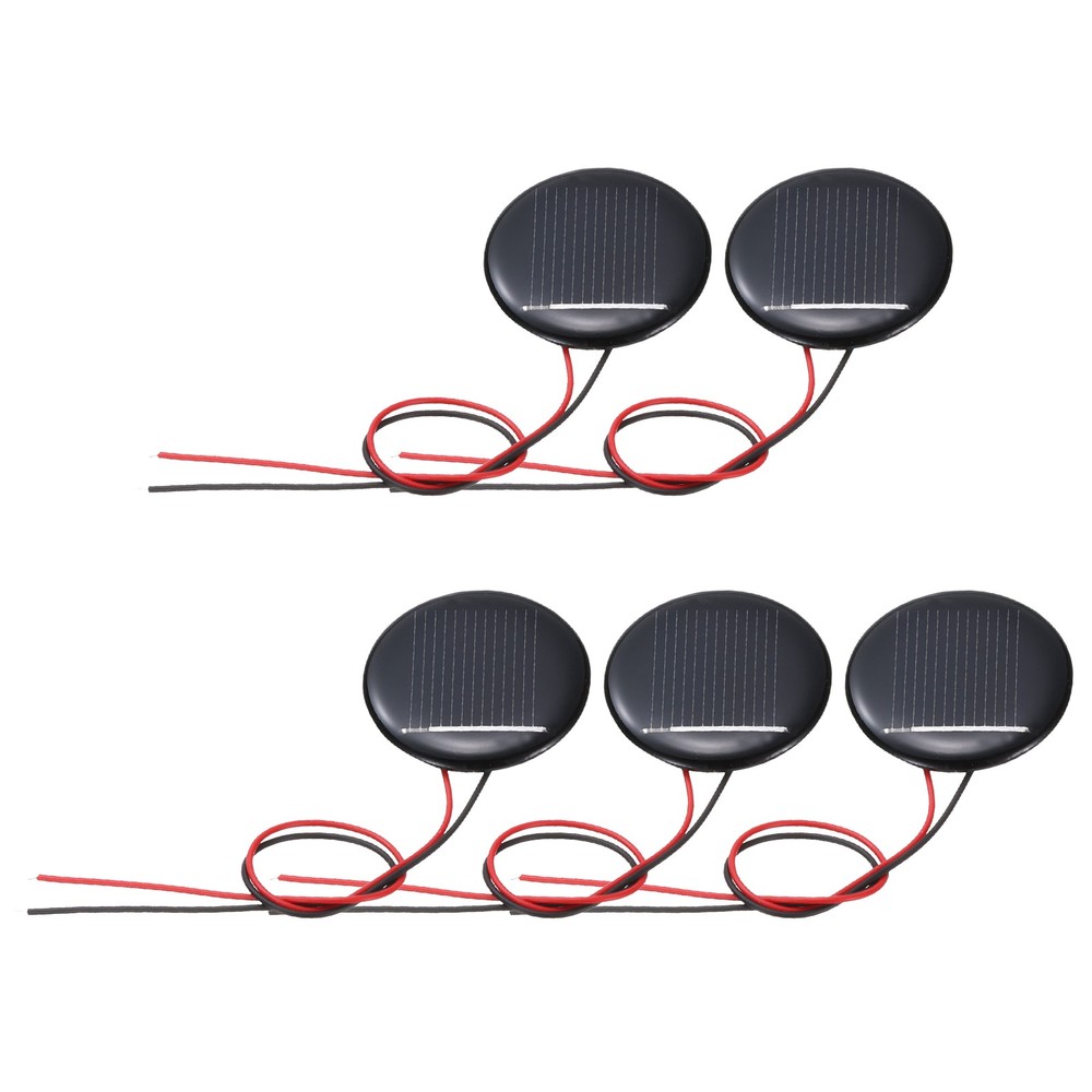 5Pcs 0.5V 0.07W 140mA Round Mini Solar Panels with Cable