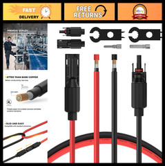 30FT 8AWG Solar Extension Cable Kit – Male & Female Connectors, Adaptor Tool