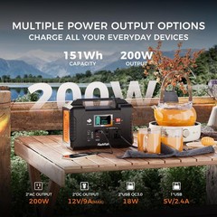 Flashfish 200W Portable Power Station 151Wh, 400W Peak Solar Generator