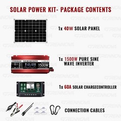 Grennova 1500W Solar Kit 40W Panel 60A MPPT Off-Grid Home Camping Backup