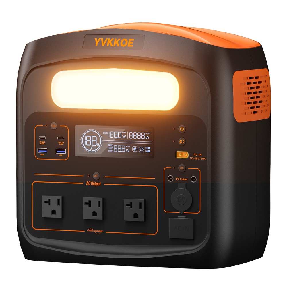 YVKKOE Portable Power Station 1800W LiFePO4 Solar Generator for Camping RV