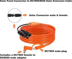 Solar Connector to DC 8mm Adapter Cable 5FT, 12AWG + 14AWG Tinned Copper Wire wi