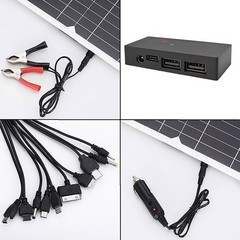 Solar Charger Set with 10 in 1 USB Fast Charge Cable, Portable Outdoor
