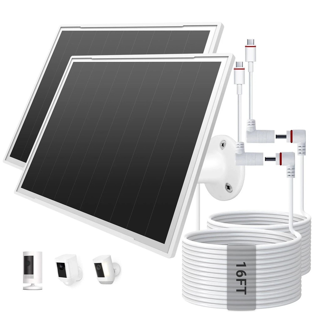 2 Pack Solar Panel for Ring Camera/Wyze Cameras, 8W Solar Charger Compatible …
