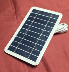 5V Rigid Polycrystalline Solar Panel w/ USB Port Connector Cable White/Blue