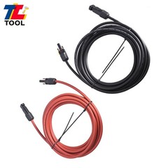 1 Pair Solar Panel Extension Cable Wire Connector 20 Feet Black + Red 6mm²/10AWG