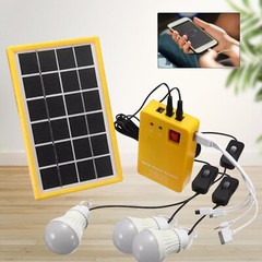 USB Solar Power Panel Generator Kit 5V Charger Home System 3 LED Bulbs Light