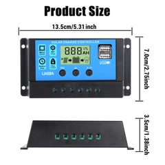 PWM Solar Battery Regulator Charge Controller 100A 12V 24V 48V 3-Stage Dual USB