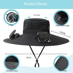 Solar USB Powered Fan Sun Hat Outdoor Fishing UV Protection Cooling Cap