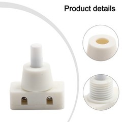 Plastic Push Button Switch White 2A 250V Self Locking for Lighting 5 Pieces