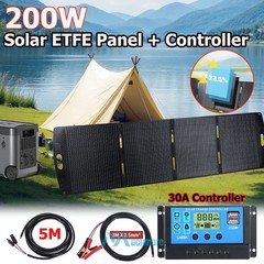 200W 100W Watt Portable Solar Panel Foldable+PWM Controller for Outdoor Camping