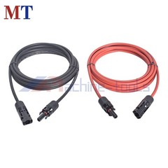 15 FT Black+Red 1 Pair 12AWG Solar Panel Extension Cable Wire Connector