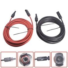 30Ft 10AWG Black + Red Solar Panel Extension Cable Wire Connector