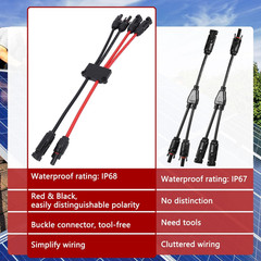 Solar Parallel Connectors for 2 Panels, Tool-Free MC4 Cable…