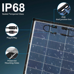 20Pack 200W N-Type Bifacial 18BB Solar Panel Mono Cell Off Grid Roof RV Home