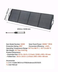 VEVOR 200W Foldable Solar Panel 24% High-Efficiency Portable Mono Solar Panel