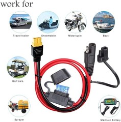 10AWG SAE to XT60 Extension Cable with 15A Fuse, Solar Panel Adapter 2FT