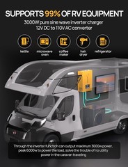 ECO-WORTHY 3000W 12V Pure Sine Wave Inverter Charger,12V DC to 120V AC Converter
