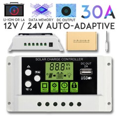 30A LCD PWM Solar Panel Charger Controller For Li-ion Lead Acid Battery 12V/24V