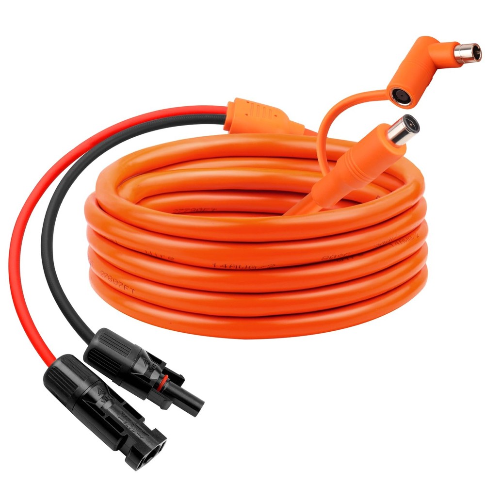 Solar Panel Connector to DC 8mm Adapter Cable 15FT 12AWG 14AWG – Compatible +2.0
