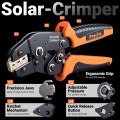 Solar Crimper Tool Kit, 10 Pairs MC4 Connectors & 2 Wrench, 1 Ratcheting Crim…