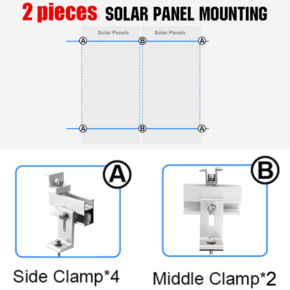 30/35mm Solar Panel Rail Bracket Mounting Aluminium Fixing End/Middle Clamp Clip
